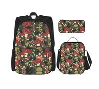 vacsAX Sac à dos léger et imperméable avec sac à déjeuner, trousse à crayons pour bureau, école, Art champignons lumineux., Taille unique, Moderne