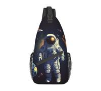 VACSAX Sac de poitrine croisé pour homme et femme - Petit sac à bandoulière - Astronaute avec parapluie - Sac à dos pour voyage et randonnée, Planètes du système solaire astronaute, Taille unique,