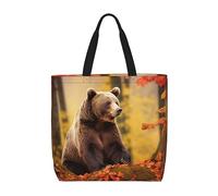 VACSAX Sac fourre-tout pour femme avec imprimé de pop-corn et de cinéma, sacs à main décontractés, Ours brun en automne, Taille unique