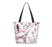 VACSAX Sac fourre-tout pour femme romantique Paris papillon Eiffel imprimé sacs à bandoulière sacs à main décontractés, Noir , Taille unique