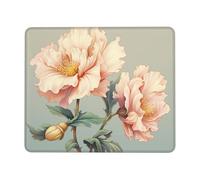 VACSAX Tapis de souris imprimé deux fleurs roses avec base en caoutchouc antidérapant 17,8 x 21,8 cm, tapis de souris lavable pour ordinateur de bureau