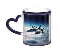 VACSAX Tasse à café en céramique changeant la chaleur, avion de chasse avions impression tasse à thé en porcelaine sensible à la chaleur