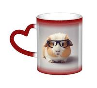 VACSAX Tasse à café en céramique changeant la chaleur Cochon d'Inde avec verres Impression Tasse à thé en porcelaine sensible à la chaleur