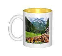 VACSAX Tasses à café en céramique avec impression paysage des Alpes suisses - Tasse à thé en porcelaine pour cadeau à la maison ou au bureau