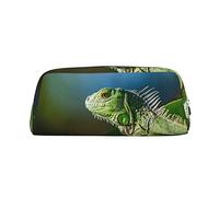 VACSAX Trousse à crayons en cuir avec imprimé lézard vert, Argenté., Taille unique, Organisateur de sac