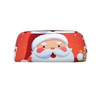 VACSAX Trousse à crayons en cuir avec imprimé Père Noël mignon - Trousse à crayons en cuir - Organiseur de papeterie, doré, Taille unique, W3e87ft3g8f