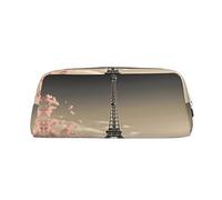 VACSAX Trousse à crayons en cuir avec imprimé Tour de Paris - Trousse à crayons en cuir - Organiseur de papeterie, Argenté., Taille unique, W3e87ft3g8f