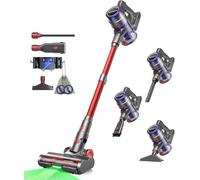 VACTechPro 48000Pa/550W/70Min Aspirateur Balai sans Fil, 1.6L Aspirateur sans Fil avec Filtration à 8 Couches, Très Silencieux Aspirateur avec Brosse à Sol Anti-Tangle, Aspirateur Balai, Rouge