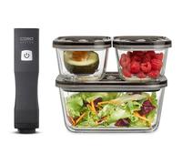 Vacu Onetouch Eco-Set Avec 3 Récipients Sous Vide En Verre,10 Poches Zip Et Autocollant De Manager Alimentaire Sans Fil Rechargeab