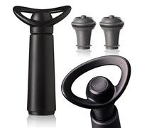 Vacu Vin Concerto Pompe à Vin Noire avec 2 Bouchons Sous Vide - Système de Conservation Manuel - Scellage Hermétique avec Signal “Click” - Pour Vin Rouge ou Blanc - Fabriqué aux Pays-Bas