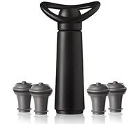 Vacu Vin Pompe Concerto - Noir - 1 Pompe 4 Bouchons - Pompe Vide Air avec Bouchon à Vin - Réutilisable