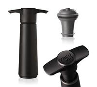 Vacu Vin Pompe à Vin Originale Noire avec 1 Bouchon Sous Vide - Pompe Manuelle - Pour Vin Rouge ou Blanc - Système Hermétique - Modèle Compact Noir - Jusqu’à 10 Jours de Fraîcheur