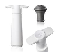 Vacu Vin Pompe à Vin - Blanc - Bouchon Vide Air pour Bouteilles de Vin - 1 Pompe 1 Bouchon - Garde le Vin Frais Jusqu'à 10 Jours