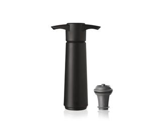Vacu Vin Pompe à Vin Originale Noire avec 1 Bouchon sous Vide - Pompe Manuelle - pour Vin Rouge ou Blanc - Système Hermétique - Modèle Compact Noir - Jusqu’à 10 Jours de Fraîcheur