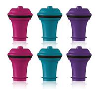 Vacu Vin Pompe à Vin Set de Bouchons - 6 Pièces - Multicolore - Bouchon Vide Air pour Pompe à Vin - Garde le Vin Frais