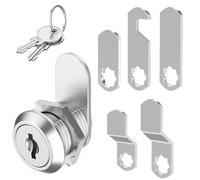 VACUBXBY 16mm Serrure Boite Aux Lettres avec 5 Plaques de Serrure Différentes et 2 Clés Serrure de Sécurité de Came D'armoire pour Boîte Aux Lettres/à Outils, Casier, Classeur