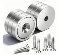 VACUBXBY 6 Pièces Aimants en Néodyme 20x6 mm Extrêmement Puissants, 10 KG Force + 6 Vis Incluses, Aimant en Pot Fraisé (Argent Brillant)