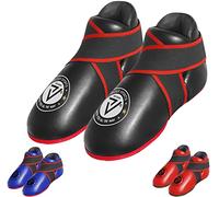 VADER SPORTS EST.2001 WITH YOU ALL THE WAY Kickboxing tae-kwondo Training semi-contact ou full contact kick boots noir rouge bleu arts martiaux entraînement protection des pieds (moyen/adulte