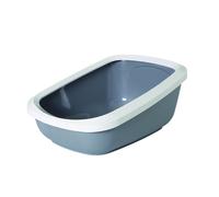 Vadigran litière pour chat avec bord "ASEO JUMBO" 67,5 x 48,5 x 28 cm gris / blanc