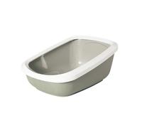 Vadigran litière pour chat avec bord "ASEO JUMBO" moka - blanc 67,5 x 48,5 x 28 cm