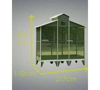VADIGRAN Nr 17 Volière Vert avec Toit Blanc pour Oiseau 217 x 110 x 227 cm A-B-C