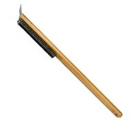 Vadillo 1 brosse à pizza avec manche en bois et poils en acier inoxydable, brosse de nettoyage portable pour four extérieur