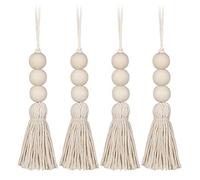 Vadillo Lot de 4 guirlandes de perles en bois à pampilles rustiques pour décoration de porte de maison