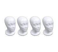 Vadillo Lot de 4 supports de présentation en mousse pour chapeau et perruque Blanc