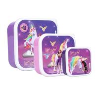 Vadobag Boîte à goûter Unicorn Academy Fresh (3 pièces) - Lot de 3 boîtes à goûter emboîtables - Boîte à goûter pour l'école, la maternelle, le sport