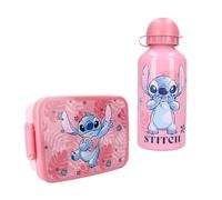 Vadobag Disney Stitch - Boîte à déjeuner et gourde pour enfants - Avec bouteille en aluminium - Pour crèche, maternelle, école - Rose