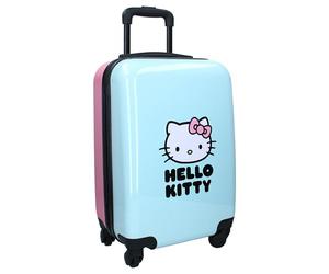 Vadobag HELLO KITTY Valise rigide en ABS Chariot de voyage pour enfants - 4 roues - Poignée extensible - 46 x 33 x 21 cm - Capacité 31 litres - Couleur bleu et rose - Série Voyage Vibes