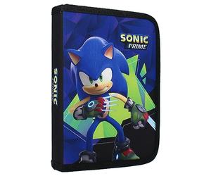 Vadobag Trousse SONIC THE HEDGEHOG Prime avec 2 compartiments intérieurs avec set de papeterie crayons feutres - pour l'école, bleu, trousse