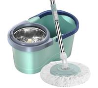 Vadrouille À Rotation Automatique avec Seau, Vadrouille À Essorage Au Sol - Tête De Vadrouilles Amovible, Nettoyeur Domestique pour Cuisine, Salon, Chambre À Coucher, Balcon, Salle D'étude