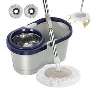 Vadrouille À Rotation Automatique avec Seau, Vadrouille À Essorage Au Sol - Tête De Vadrouilles Amovible, Nettoyeur Domestique pour Cuisine, Salon, Chambre À Coucher, Balcon, Salle D'étude