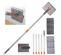 Vadrouille De Nettoyage, Balai Plafond Plat, Balai Serpillière Nettoyeur avec 23-85in Longue Poignée, 6 Interchangeable Microfibre Pads pour Nettoyer Murs, Fenêtres, Planchers, Carreaux
