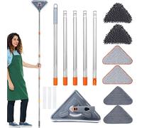Vadrouille de Nettoyage Rotative à 360°, Balai Plafond avec 205cm Télescopique Poignée, Serpillère de Nettoyage avec 6 Interchangeable Microfibre Chenille Pads pour Mur(Épissage)
