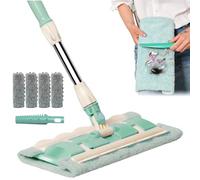 Vadrouille De Nettoyage - Système De Dépoussiérage Télescopique Réglable Avec Base Plate Pivotante, Paquet De Chiffons Réutilisables, Équipement De Rafraîchissement Des Surfaces Domestiques, Accessoir