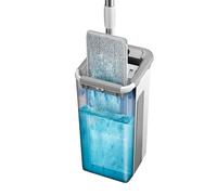 Vadrouille et Seau avec Ensemble de pressoir pour la Maison, vadrouille et seaux de Nettoyage des sols - Roulements réutilisables en Microfibre Squeeze Mop Mop Anti-poussière à tête Plate