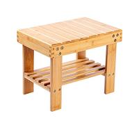 VaeFae Petit Tabouret de siège en Bambou, Repose-Pieds et étagère de Rangement, Durable, léger et antidérapant