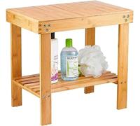 VaeFae Tabouret en Bambou, Repose-Pieds, Tabouret de Rasage, étagère de Rangement, Durable, léger et antidérapant, Bois Dense, Taille L