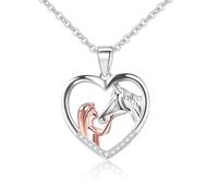VAEIORP 1 Pcs Collier Cheval Fille Fille Argent Coeur Pendentif Collier Bijoux Cheval