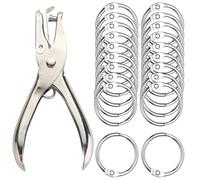 VAEIORP 1 Pcs Perforatrice 1 Trou, Métal, Poinçon avec 20 Anneaux, Perforeuse (Longueur 12,5 cm, Diamètre du Trou 3 mm)