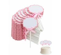 VAEIORP 50 Pcs Pics à Cupcake Rose, Cure-Dents avec Drapeau Papier Vierge, Etiquettes Buffet Durables pour Fromage, Décorations Élégantes pour Mariages et Fêtes