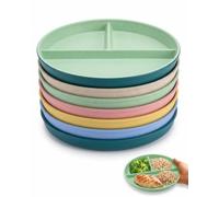 VAEIORP Assiette Compartiment Adulte, 6 Pièces Plateau Repas Compartimenté, Assiette Régime Minceur avec Cloisons Profondes pour Contrôle des Portions & Repas Équilibrés, Réutilisable