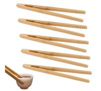 VAEIORP Lot de 5 pinces en bambou, pince multifonction pour préparation de thé, cérémonie du thé et barbecue, pince à saucisses rainurée (18 cm)