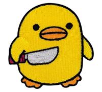 VAEIORP Patch brodé « Canard en colère avec couteau » - 5,4 × 5,2 cm, autocollant