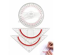 VAEIROP Lot 3 Rapporteurs d'Angle : 2 Triangulaires + 1 Rapporteur Circulaire 360, Transparents Rigides | Idéalement Conçu Pour Géométrie Collège Dessin Bureau