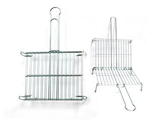 VAELLO - Grille Double Étamée pour Barbecue avec Poignées - Accessoire de Cuisine Extérieure et Grillades en Acier Chromé avec Anneau de Serrage - 35 x 40 cm