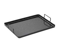 VAELLO Plat Rectangulaire Émaillé - Acier Laminé DC04 EK - Poignées Ergonomiques - Profondeur 1.8 cm pour Service Quotidien - Noir Éclats Blancs - 20 x 25 cm