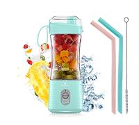 Vaeqozva Mixeur Portable, Usb Rechargeable, 380ml Mini Presse-Fruits Pour Smoothie, Jus De Fruits, Shake Protéiné, Milk-Shakes Bleu Clair